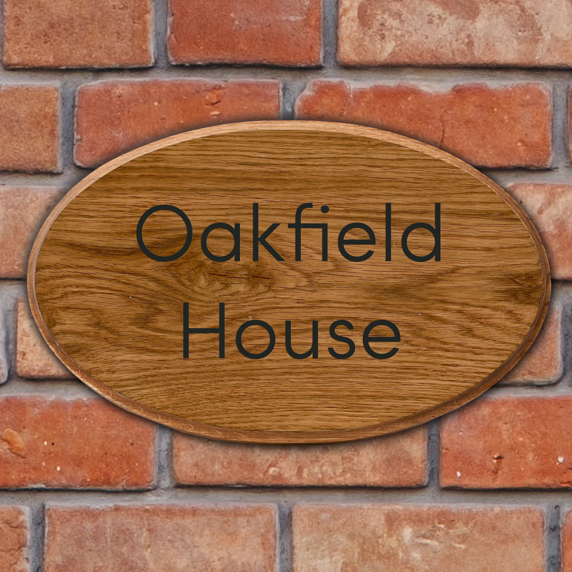 Oak Engraved Oval House Sign